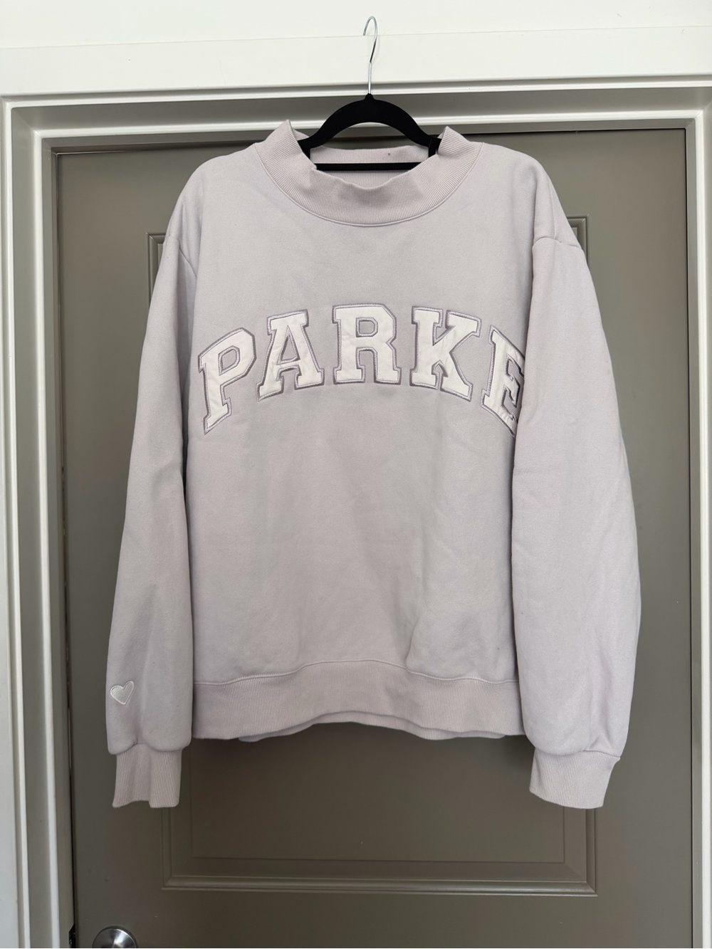 Light Mauve Crewneck Sweatshirt with Parker Appliqué